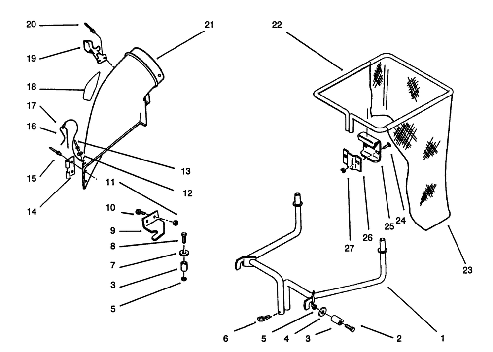 Bag & Frame Assembly Diagram and Parts List for 79200 39000001 - 39999999 Toro Lawn Tractor Accessories