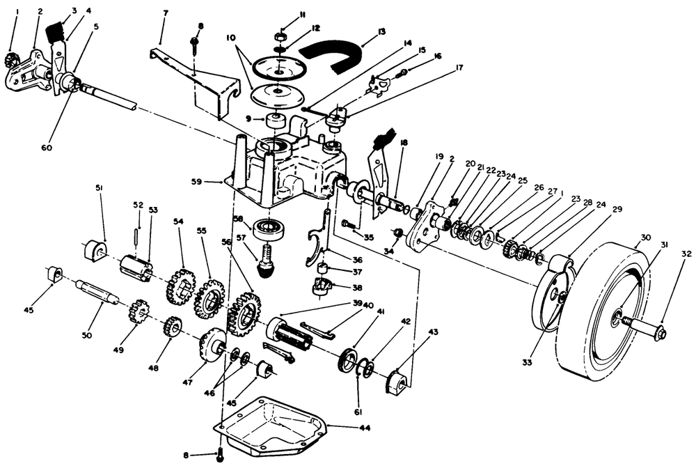 Gear Case Assembly Diagram and Parts List for 20320 2000001 - 2999999 Toro Lawn Mower