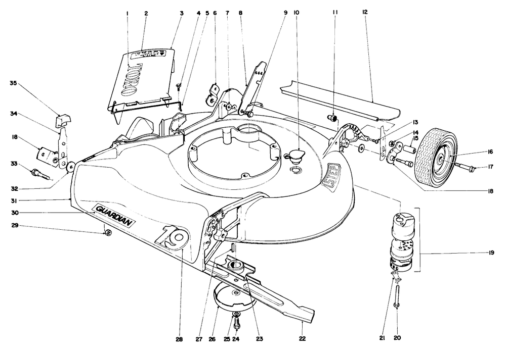 Housing Assembly Diagram and Parts List for 19400 4000001 - 4999999 Toro Lawn Mower