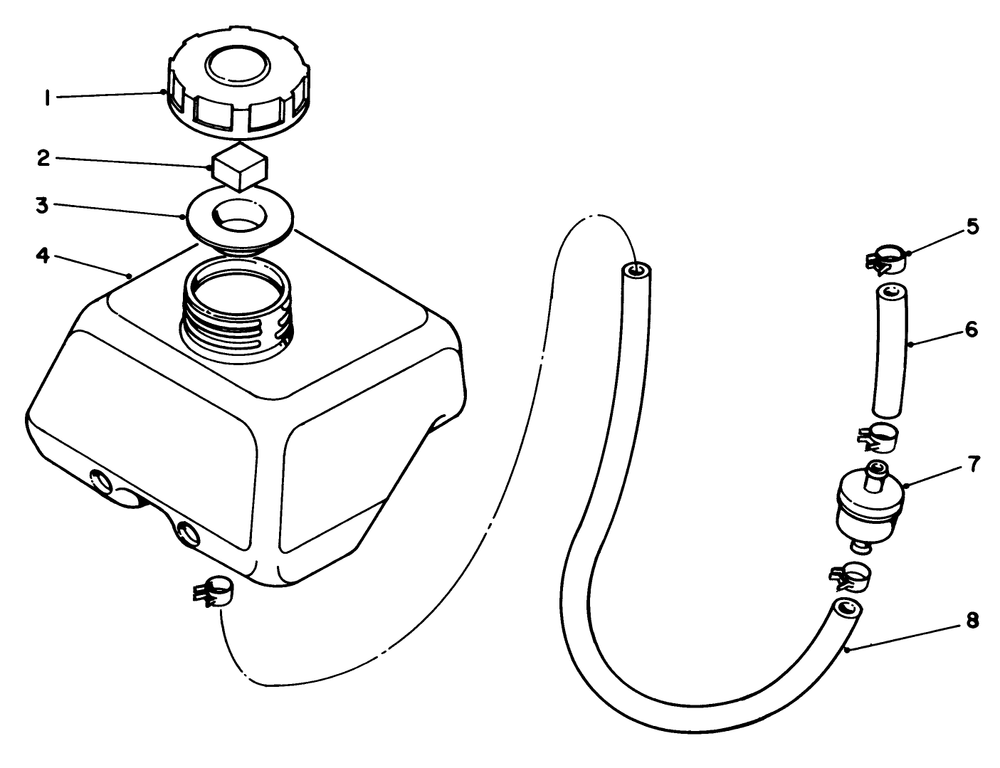 Fuel Tank Assembly Diagram and Parts List for 58410 6000001 - 6999999 Toro Edger