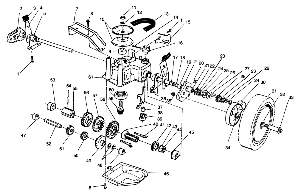 Gear Case Assembly Diagram and Parts List for 26631B 4900001 - 4999999 Toro Lawn Mower