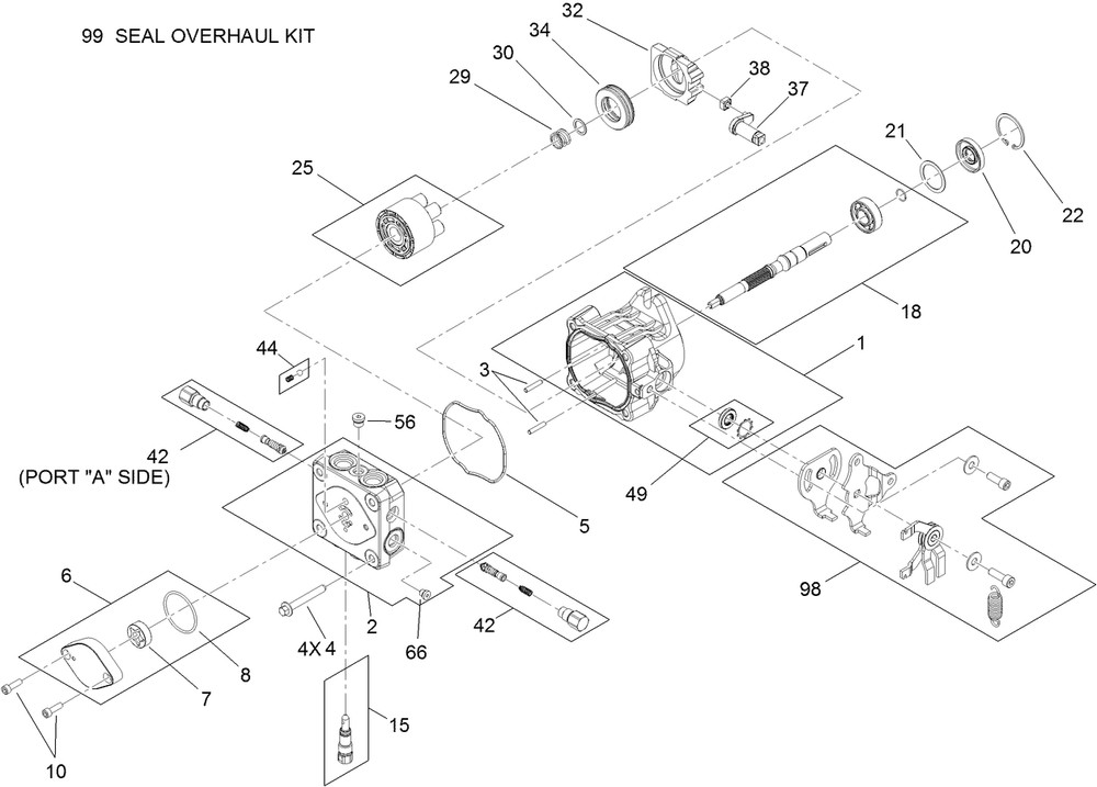 Hydraulic Pump Assembly 1 Diagram and Parts List for 74536TE 400000000-404329999 Toro Lawn Mower