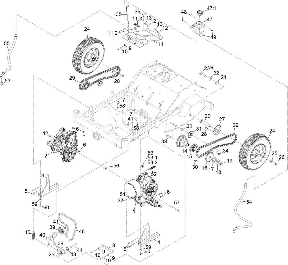 Ground Drive Assembly Diagram and Parts List for 39514 413000000 - 999999999 Toro Aerator