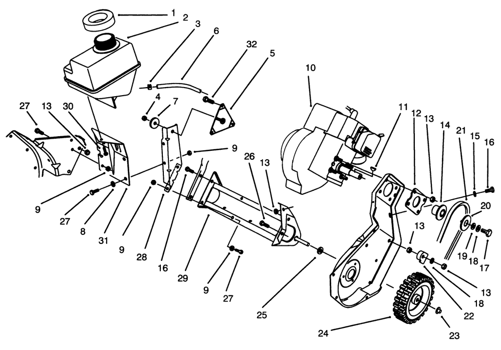 Engine & Frame Assembly Model 38190 (Recoil) Diagram and Parts List for 38190 69000001 - 69999999 Toro Snow Blower