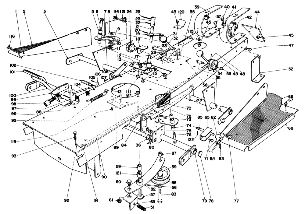 Chassis Assembly Diagram and Parts List for 55152 0000001 - 0999999 Toro Lawn Tractor