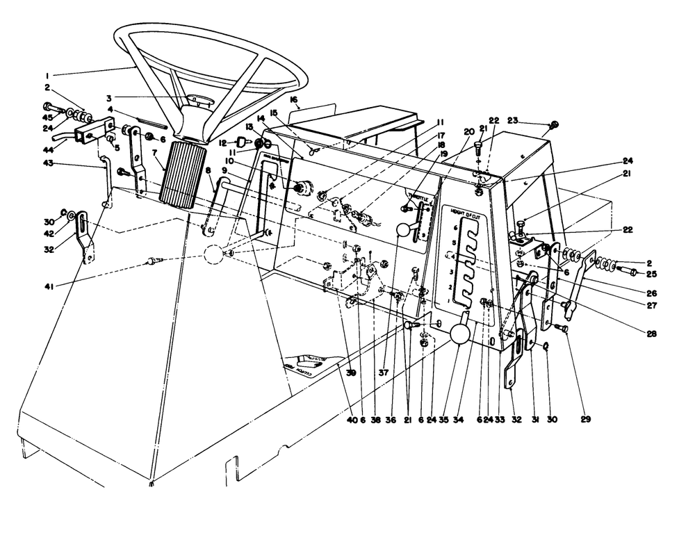 Steering Wheel & Linkage Assembly Diagram and Parts List for 56145 9000001 - 9999999 Toro Lawn Tractor