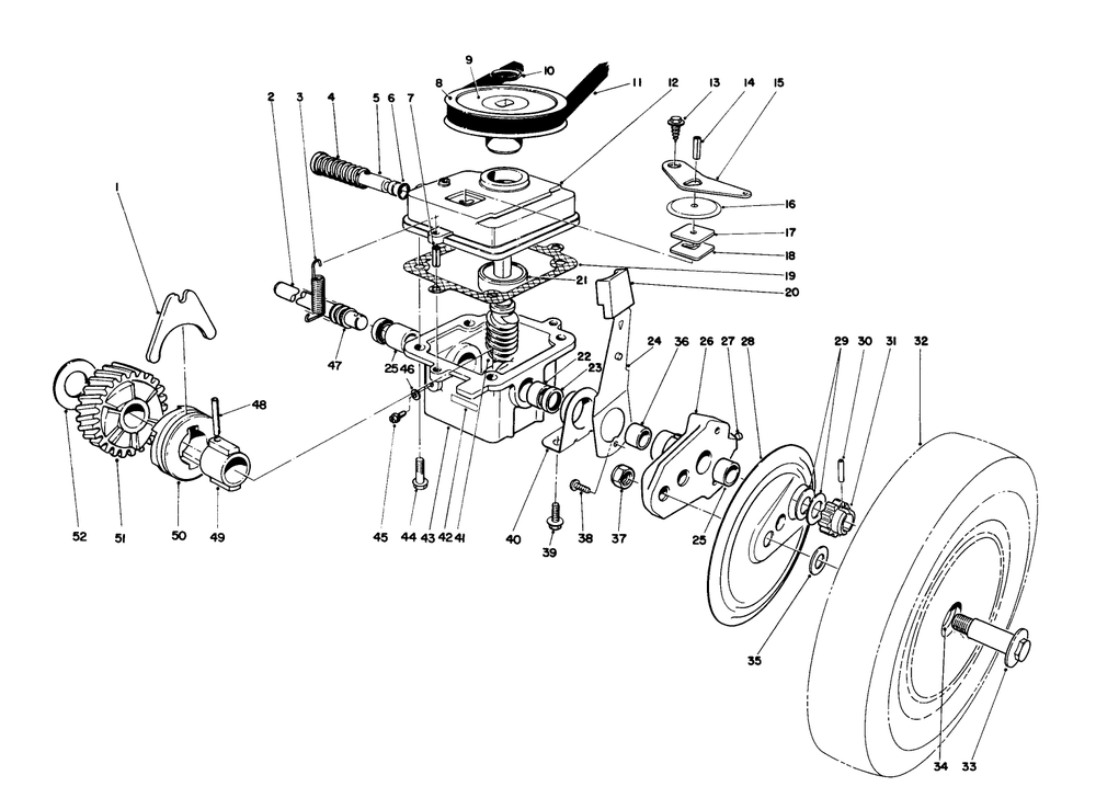 Gear Case Assembly Diagram and Parts List for 16212WG 0000001 - 0999999 Toro Lawn Mower