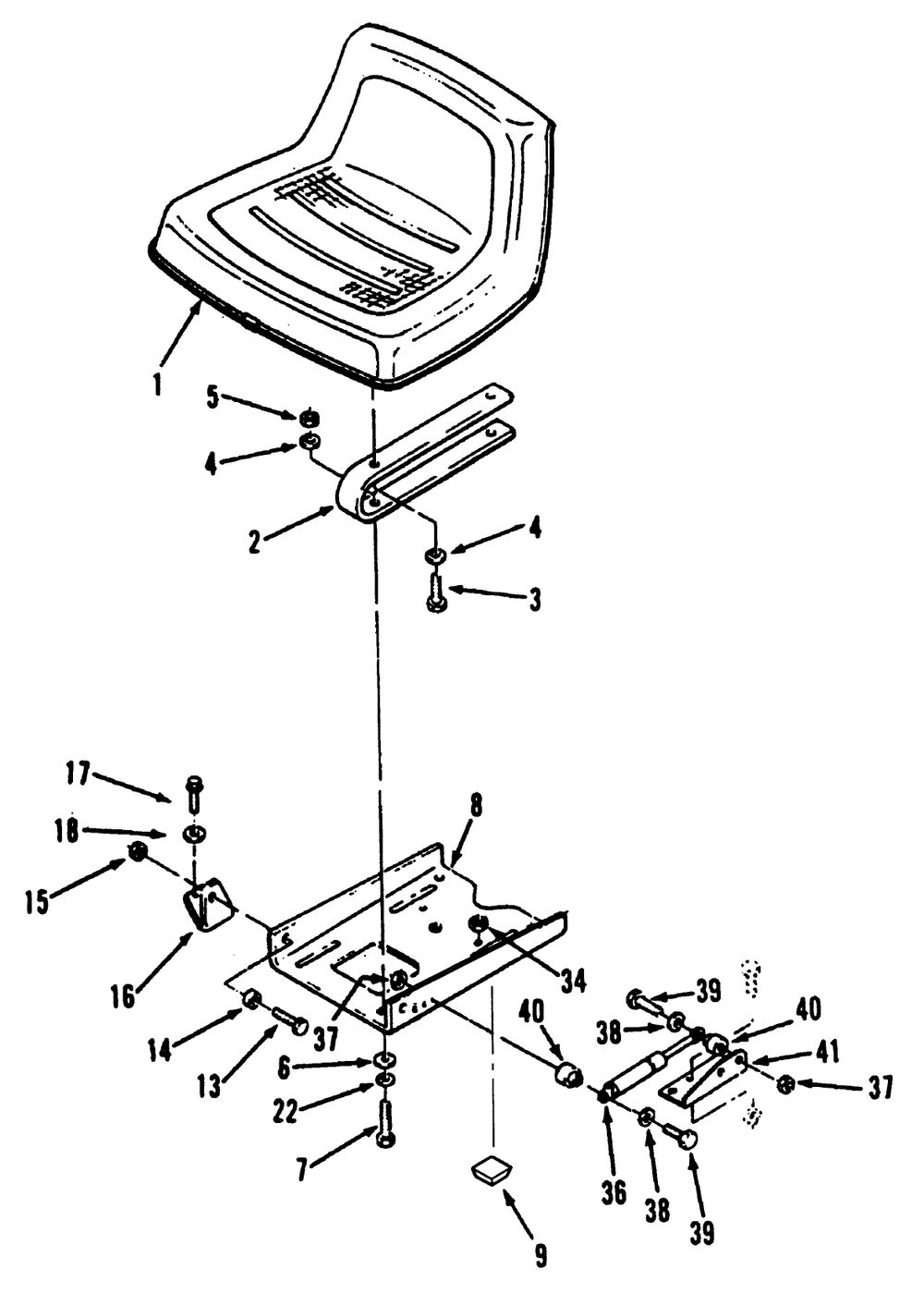 Seat Diagram and Parts List for R1-12K804 2000001 - 2999999 Toro Lawn Tractor