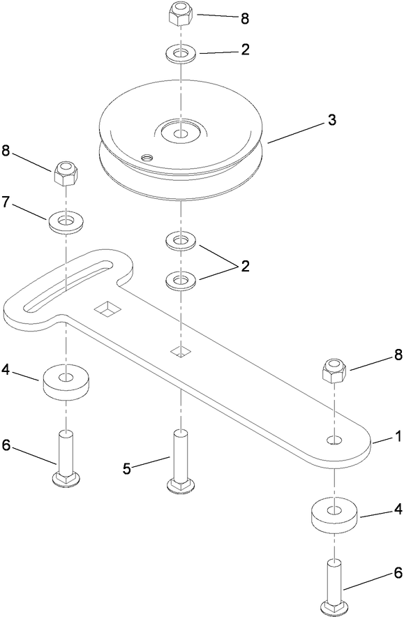 Idler Adjust Assembly Diagram and Parts List for 74558 (290000001-290000209)(2009) Toro Lawn Mower