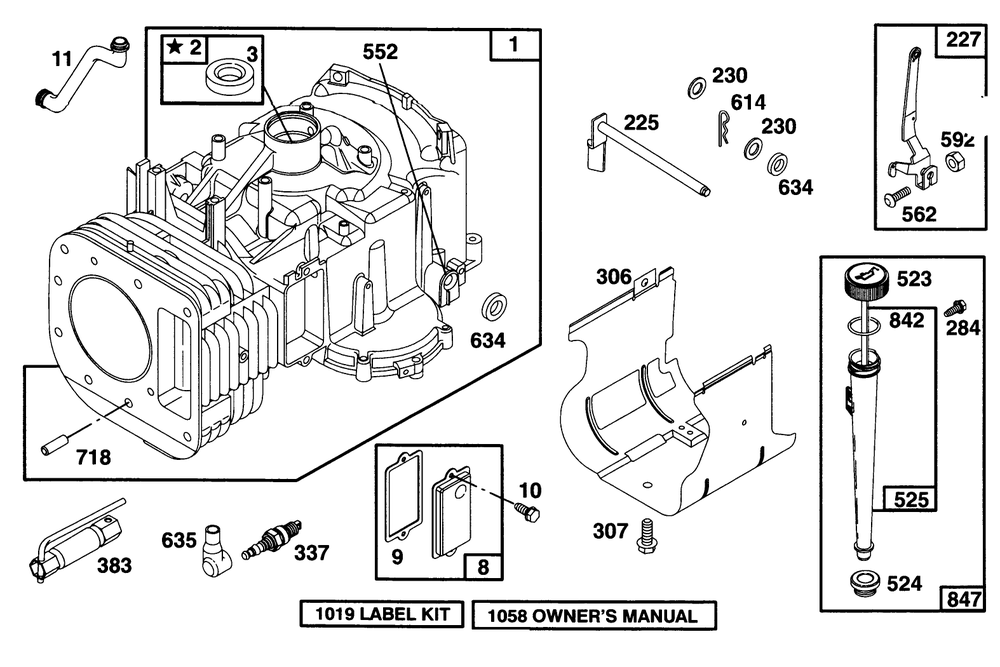 Engine Briggs & Stratton Model 28n777-0174-01 Diagram and Parts List for 71193 6900001 - 6999999 Toro Lawn Tractor
