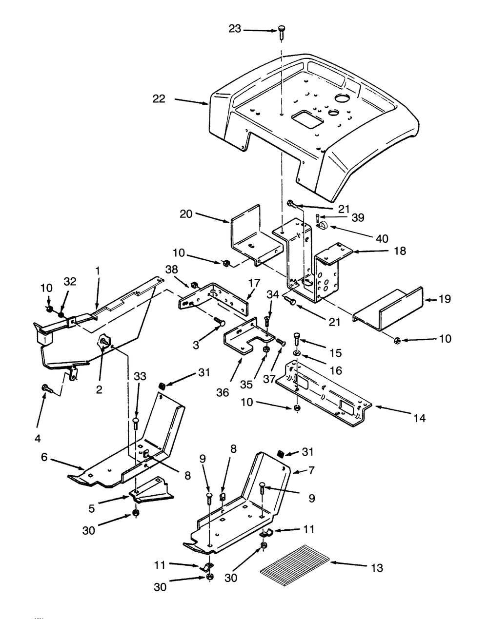 Fender And Supports Diagram and Parts List for 73421 3900001 - 3999999 Toro Lawn Tractor