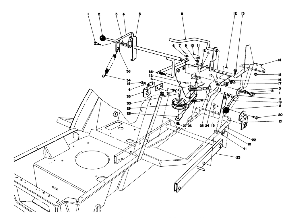 Shift & Clutch Assembly Diagram and Parts List for 57300 4000001 - 4999999 Toro Lawn Tractor