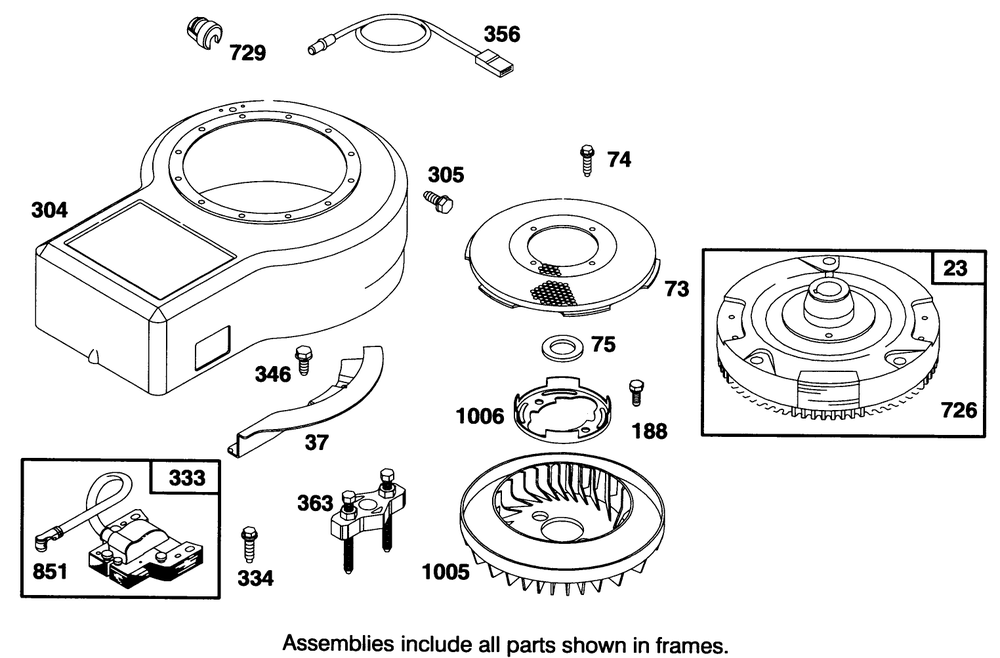 Engine Briggs & Stratton Model 28b707-0126-01 Diagram and Parts List for 70120 4900001 - 4999999 Toro Lawn Tractor