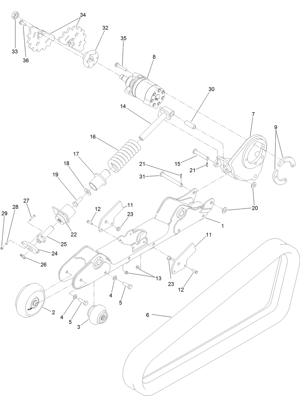 Rh Track Assembly No. 138-0795 Diagram and Parts List for 22327 409940000 - 411509999 Toro Lawn Tractor Accessories