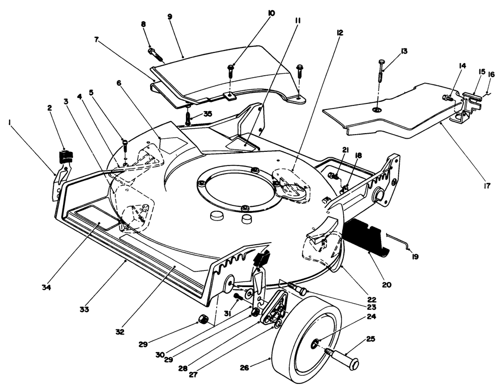 Housing Assembly Diagram and Parts List for 20321 2000001 - 2999999 Toro Lawn Mower