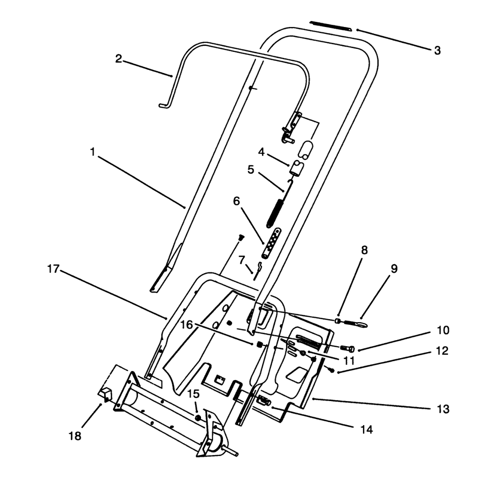 Handle Assembly Diagram and Parts List for 38190 49000001 - 49999999 Toro Snow Blower