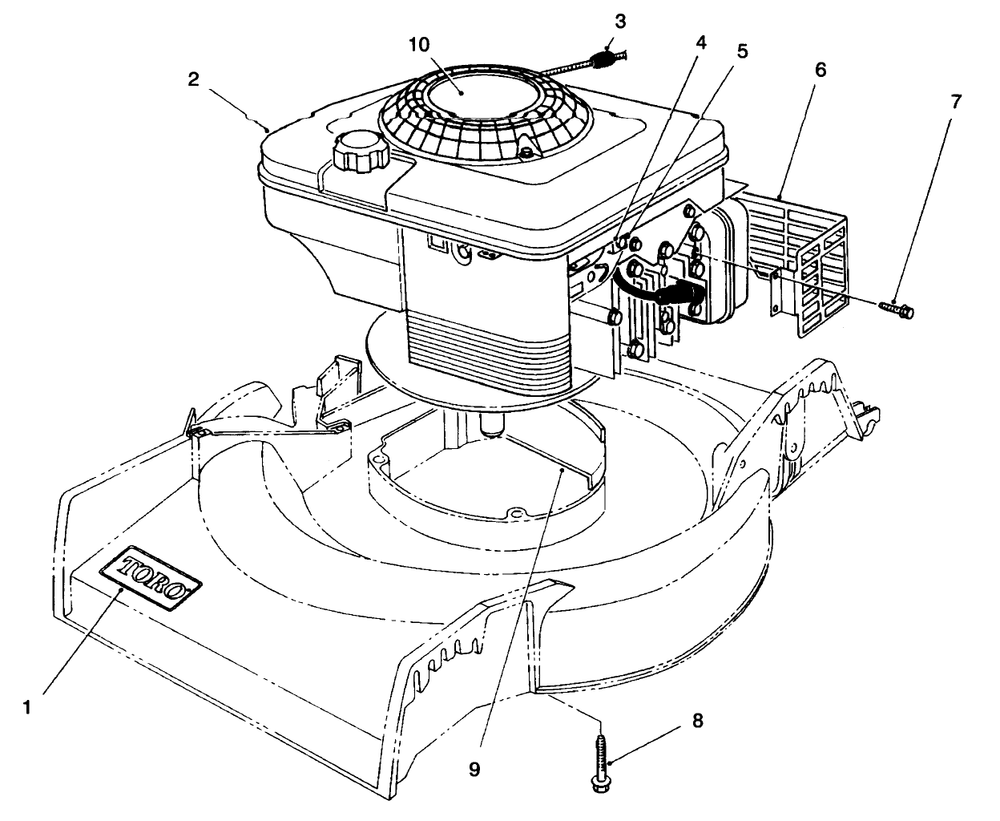 Engine Assembly Diagram and Parts List for 16400 6900001 - 6999999 Toro Lawn Mower