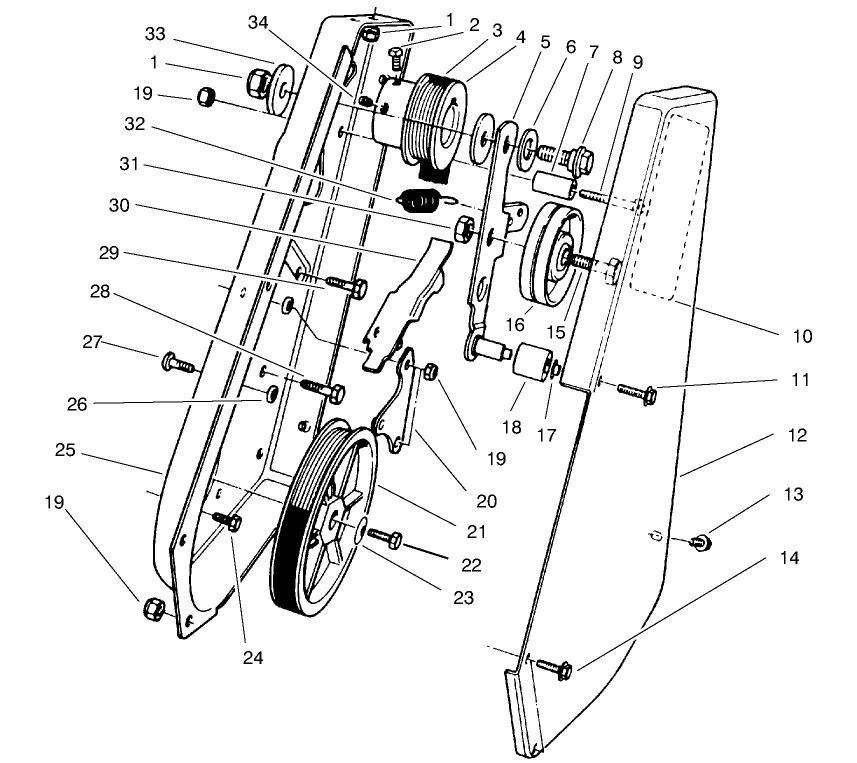 Drive Assembly Diagram and Parts List for 38431 7900001 - 7999999 Toro Snow Blower