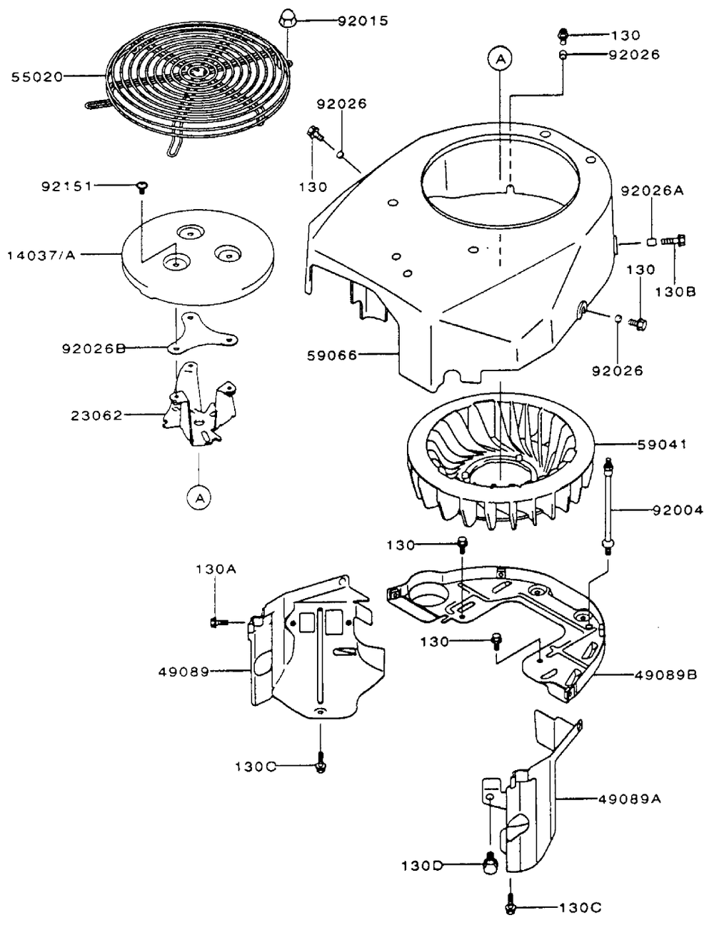 Cooling-Equipment Assembly Kawasaki Fh500v-As10 Diagram and Parts List for 74170 990001 - 999999 Toro Lawn Tractor