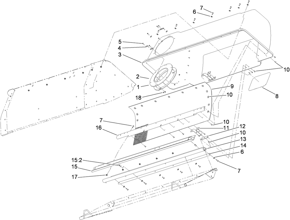 Bagger Hood Assembly Diagram and Parts List for 78567 405700000 - 411399999 Toro Lawn Tractor