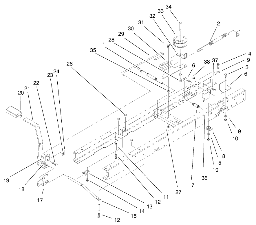 Traction Clutching Components Assembly Diagram and Parts List for 71209 9900001 - 9999999 Toro Lawn Tractor