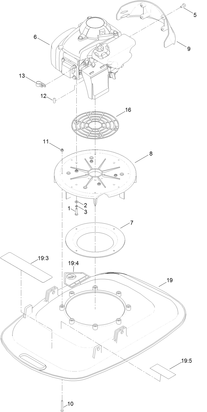 Engine And Deck Assembly Diagram and Parts List for 2600 314000001 - 314999999 Toro Lawn Tractor Accessories
