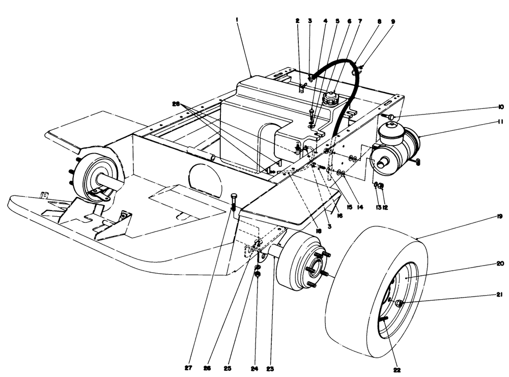 Gas Tank And Air Cleaner Assembly Diagram and Parts List for 30760 90001 - 99999 Toro Lawn Tractor