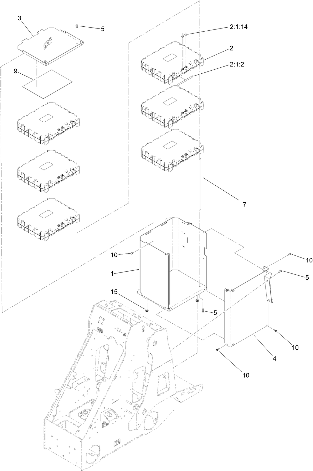 Battery Assembly Diagram and Parts List for 22219 400000000 - 999999999 Toro Lawn Tractor Accessories