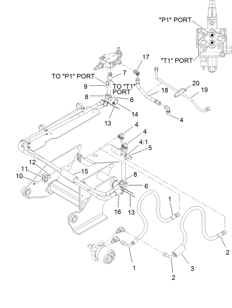 Trencher Hydraulic Assembly Diagram and Parts List for 25531E 323000000 - 999999999 Toro Lawn Tractor Accessories