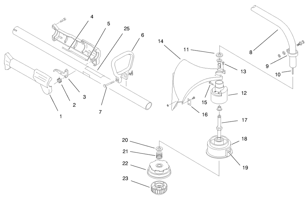 Boom And Trimmer Assembly Diagram and Parts List for 51903 790000001 - 799999999 Toro Trimmer