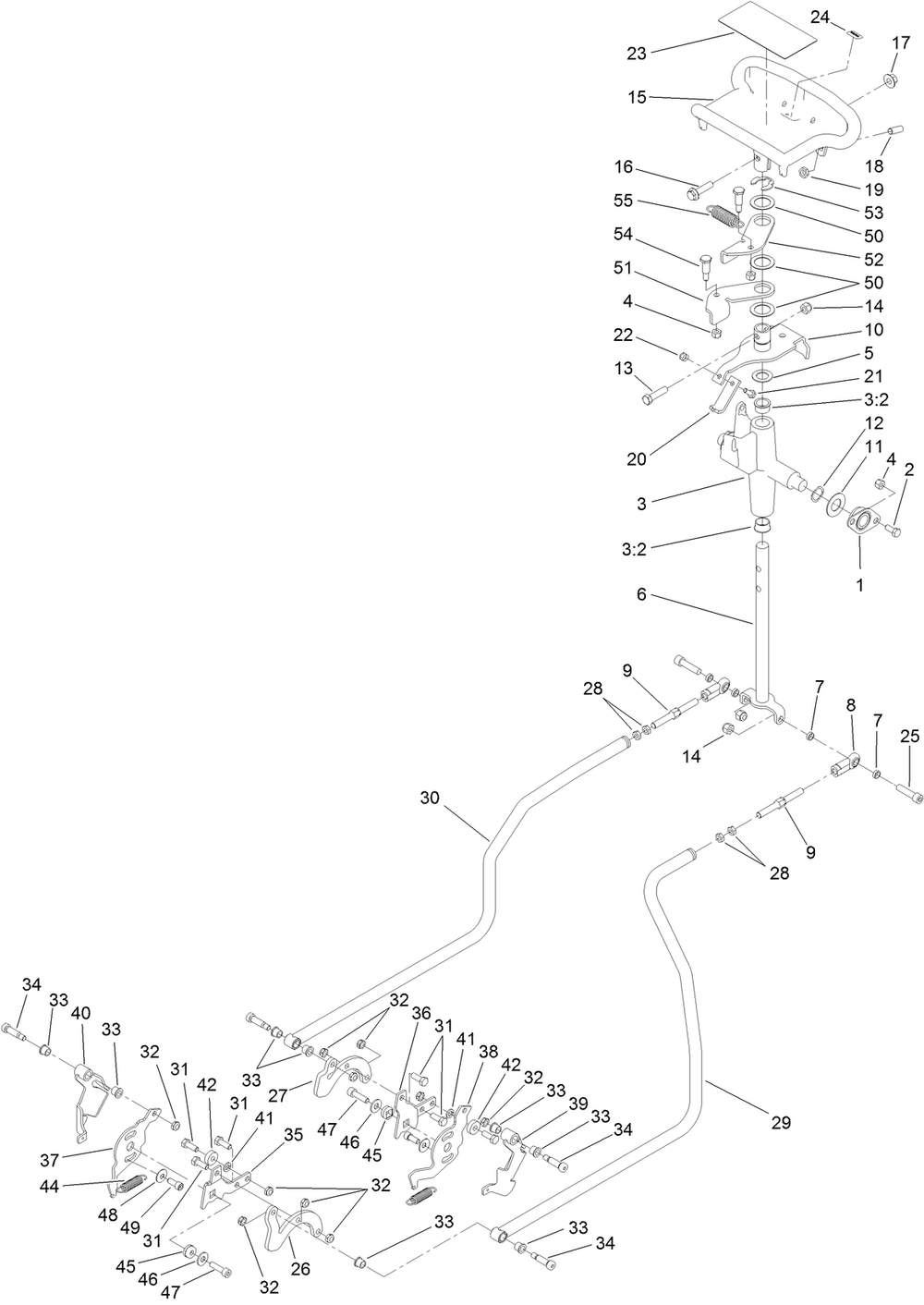 Control Assembly Diagram and Parts List for 23214 404320000 - 405799999 Toro Stump Grinder