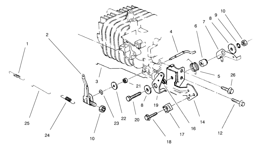 Governor Assembly Diagram and Parts List for 26643 7900001 - 7999999 Toro Lawn Mower