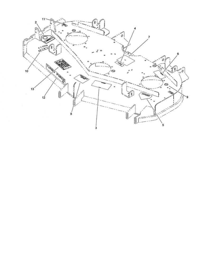 Deck Decals Diagram and Parts List for 74264 260000001 AND UP Toro Lawn Mower