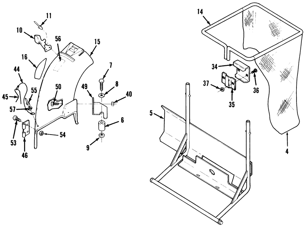 Bag & Frame Assembly Diagram and Parts List for 07-11BY01 2000001 - 2999999 Toro Lawn Tractor Accessories
