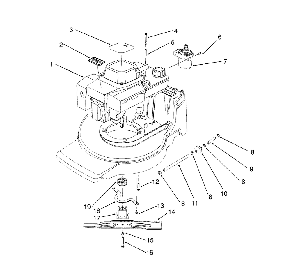 Engine Assembly Diagram and Parts List for 20925B 0000001 - 0999999 Toro Lawn Mower