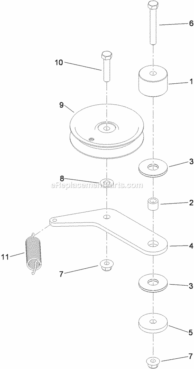 Pump Idler Assembly Diagram and Parts List for 74550 310000001-310999999 Toro Lawn Mower