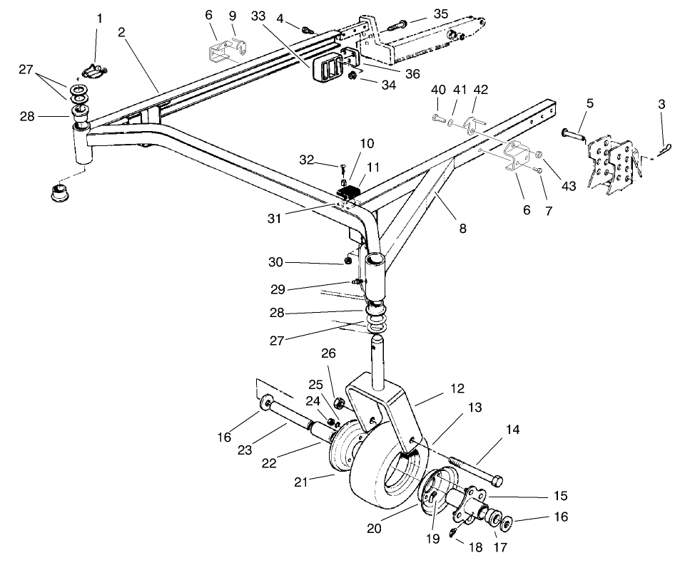 Carrier Frame Assembly Diagram and Parts List for 30555 890001 - 899999 Toro Lawn Mower