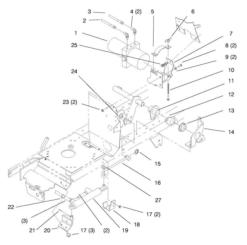 Power Lift Diagram and Parts List for 72102 8900001 - 8900399 Toro Lawn Tractor