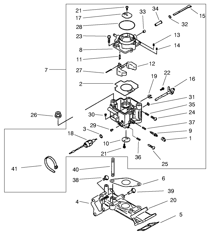 Carburetor Assembly Diagram and Parts List for 73545 8900001 - 8999999 Toro Lawn Tractor