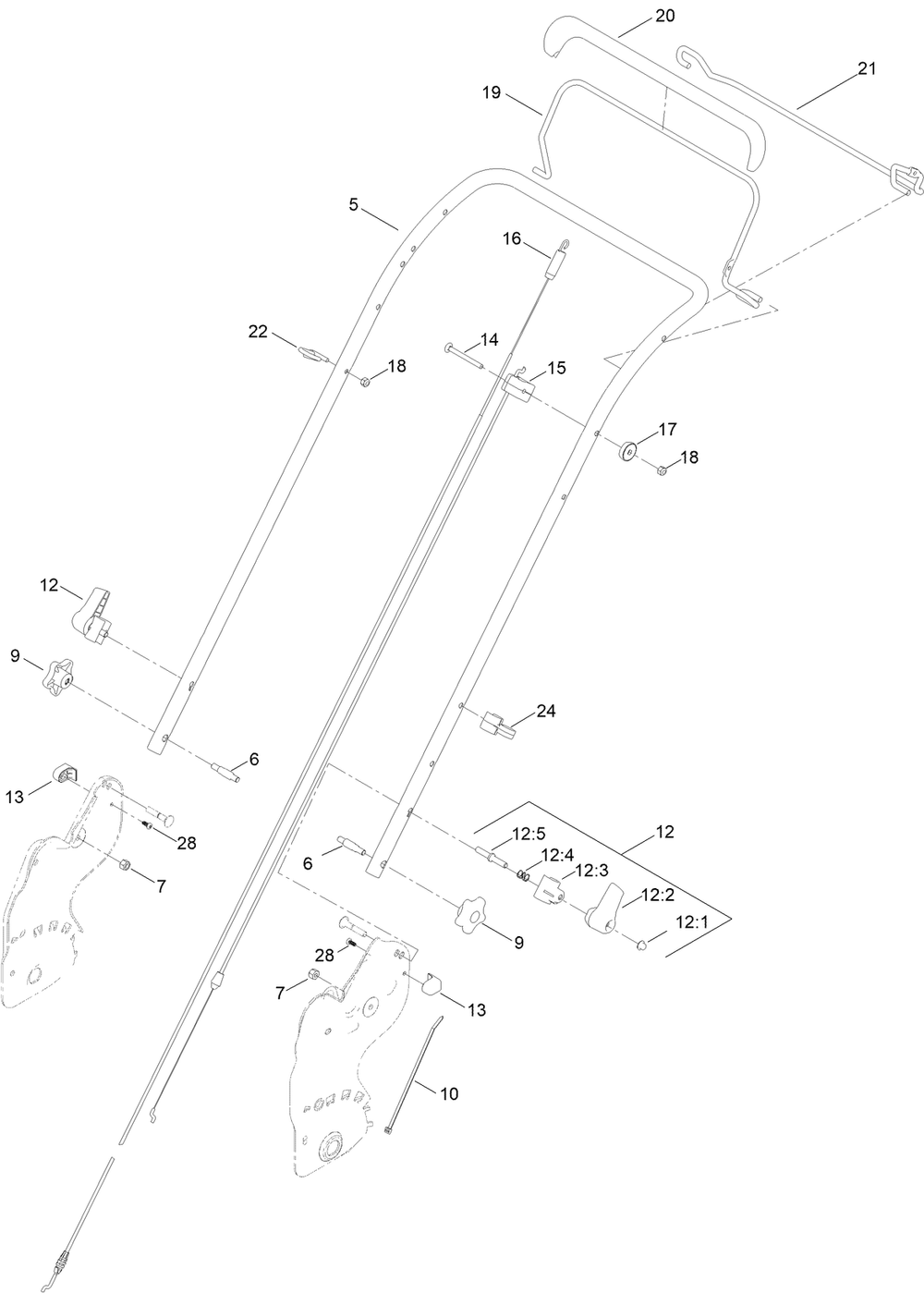 Handle Assembly Diagram and Parts List for 21770 411913204 - 999999999 Toro Lawn Mower