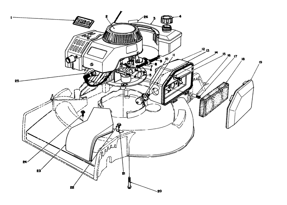 Engine Assembly Diagram and Parts List for 16212CG 9000001 - 9999999 Toro Lawn Mower