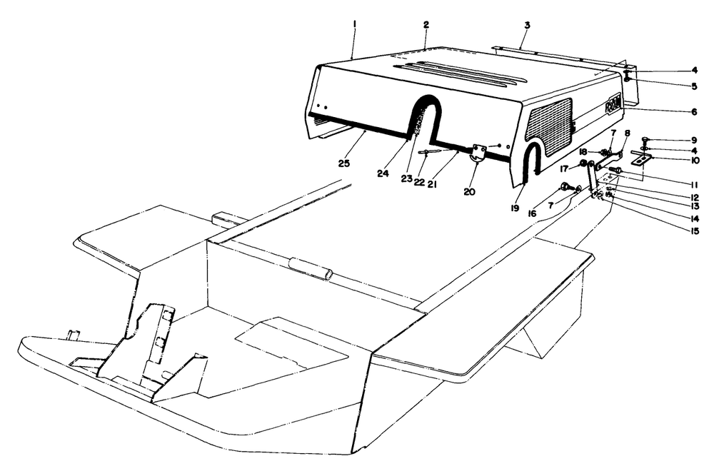 Hood Assembly Diagram and Parts List for 30798 9000001 - 9999999 Toro Lawn Tractor