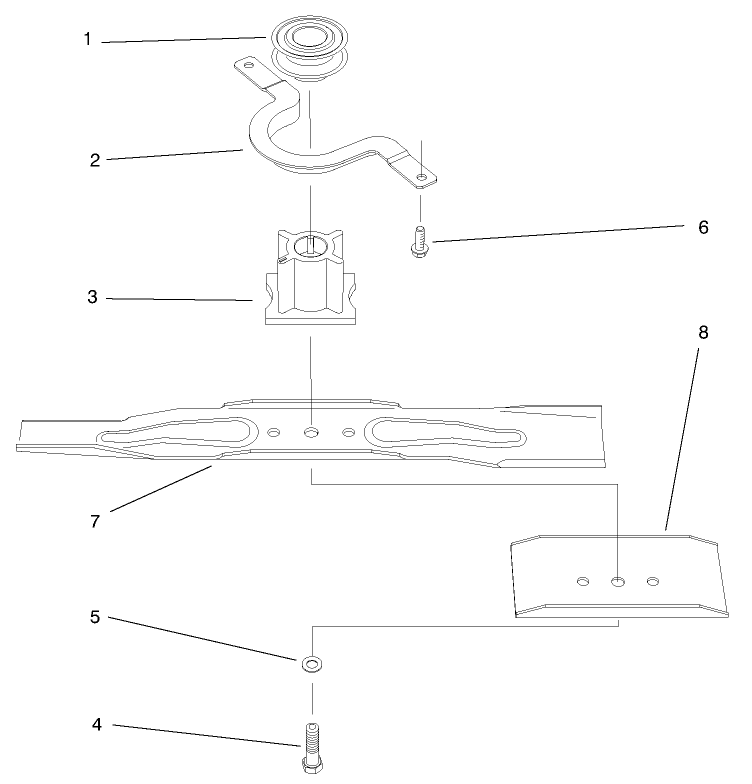 Blade Assembly Diagram and Parts List for 20824 9900001 - 9999999 Toro Lawn Mower