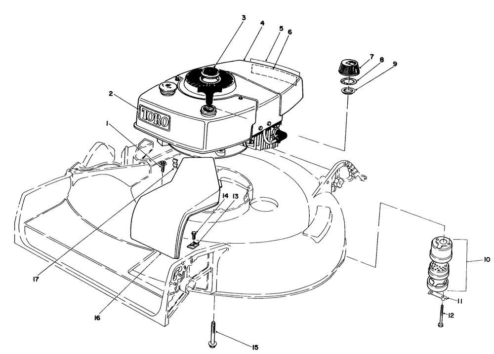 Engine Assembly Diagram and Parts List for 16297 4000001 - 4999999 Toro Lawn Mower