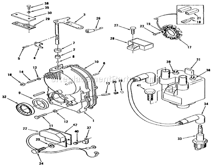 Gearcase And Ignition Controls Power Plus Diagram and Parts List for 31-16O804 2000001-2999999 - 1992 Toro Lawn Tractor