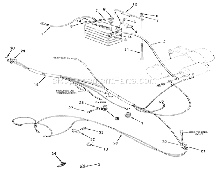 Electrical System-416 Only Diagram and Parts List for 31-10K802 1000001-1999999 - 1991 Toro Lawn Tractor