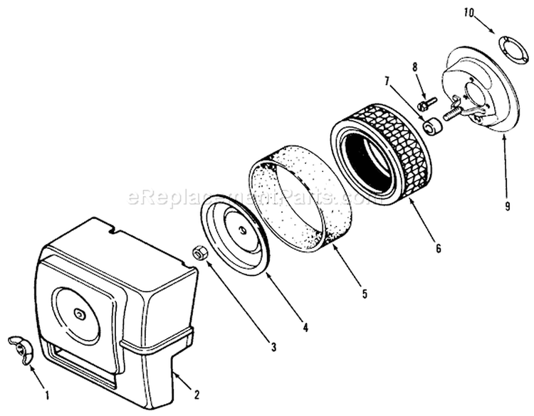 Kohler Air Intake Diagram and Parts List for 31-10K802 1000001-1999999 - 1991 Toro Lawn Tractor