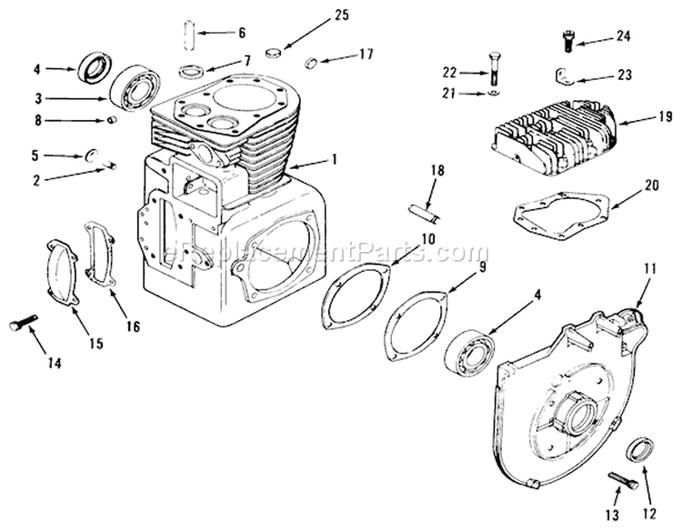 Kohler Crankcase & Cylinder Head Diagram and Parts List for 31-10K802 1000001-1999999 - 1991 Toro Lawn Tractor