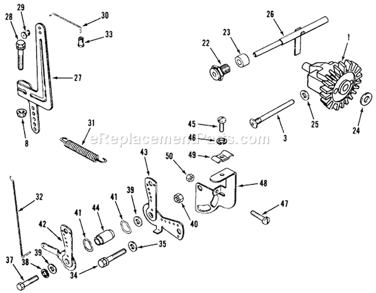 Kohler Governor Linkage Diagram and Parts List for 31-10K802 1000001-1999999 - 1991 Toro Lawn Tractor