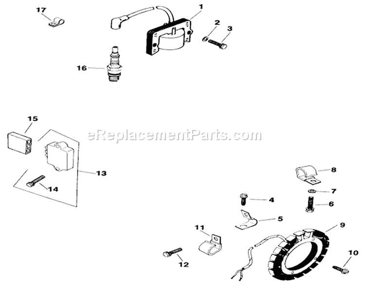 Kohler Ignition System Diagram and Parts List for 31-10K802 1000001-1999999 - 1991 Toro Lawn Tractor